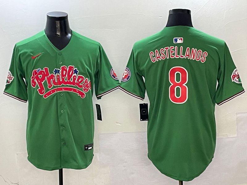Men Philadelphia Phillies #8 Castellanos Green Fourth generation Joint Name Nike 2025 MLB Jersey style 1